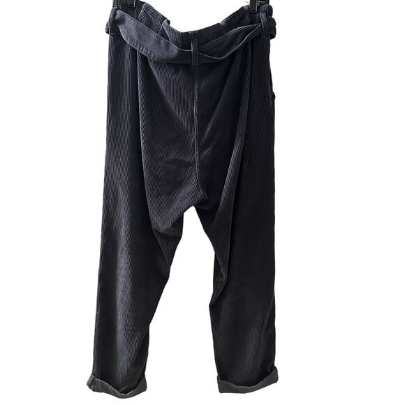 Topshop Women's Navy Blue Corduroy Paperbag Waist Trousers Size US 12 - Picture 3 of 9